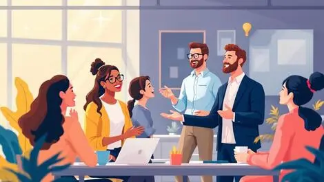 Diverse employees modern office collaboration recognition supportive workplace culture