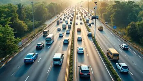 Realistic busy indian expressway multi lane vehicles ai traffic sensors