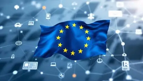European union flag digital network technology environment regulation illustration