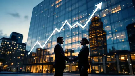 Modern it hq london dusk business handshake growth graph light