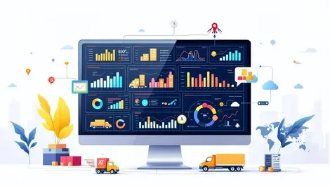Global ecommerce dashboard ai analytics charts warehouses cloud